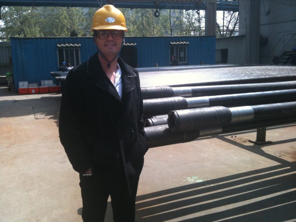 Rob touring a drill pipe factory during his work in China.