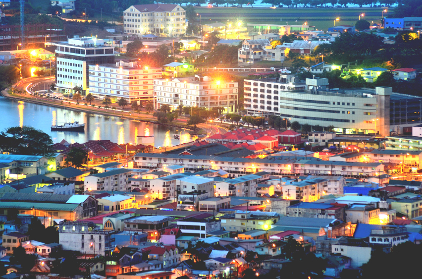 Castries St Lucia; city at night