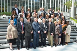 Laura (second row down, fourth from the left) with the rest of the Canadian education mission at the World Bank Group.