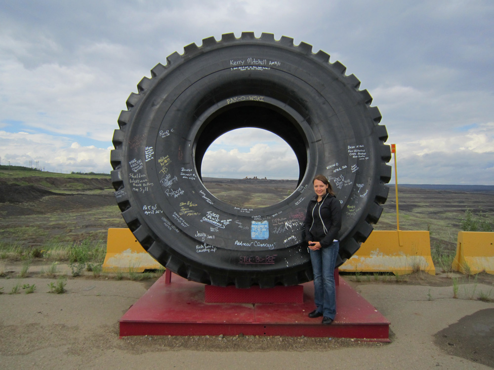 Nadja visiting the oil sands in Fort McMurray, Alberta.