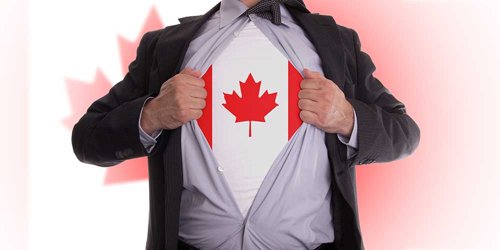 Business man with Canadian Flag shirt