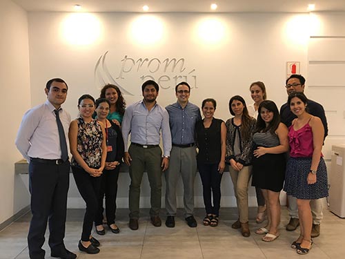 Emiliano with group of trainees at Prom Peru