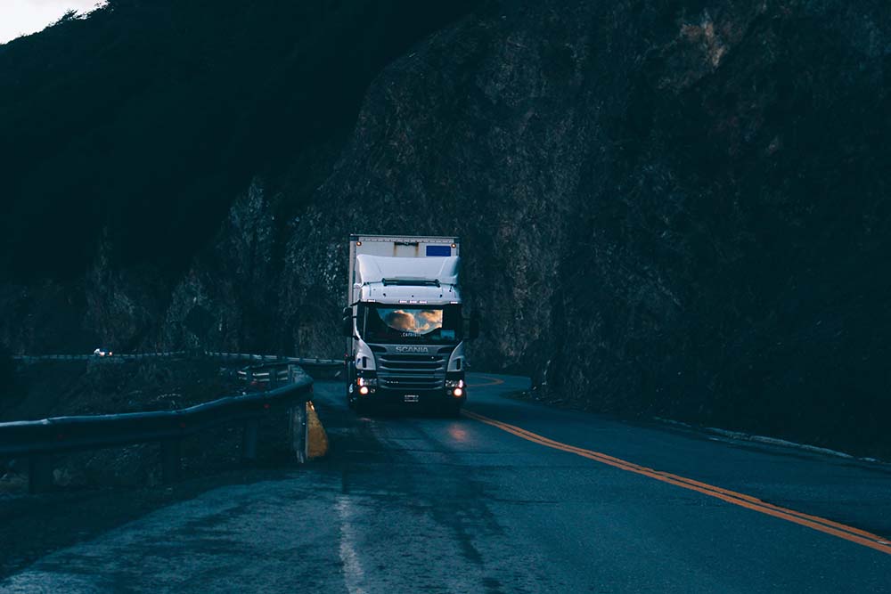 Truck on dark highway