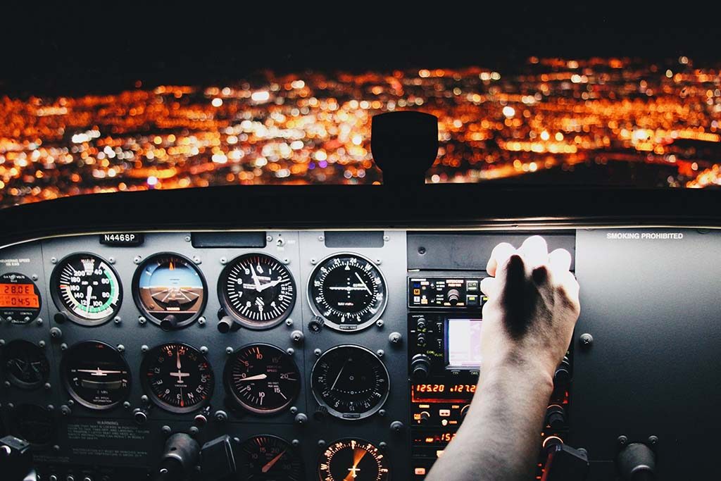 Interior of a cockpit at night - business planning