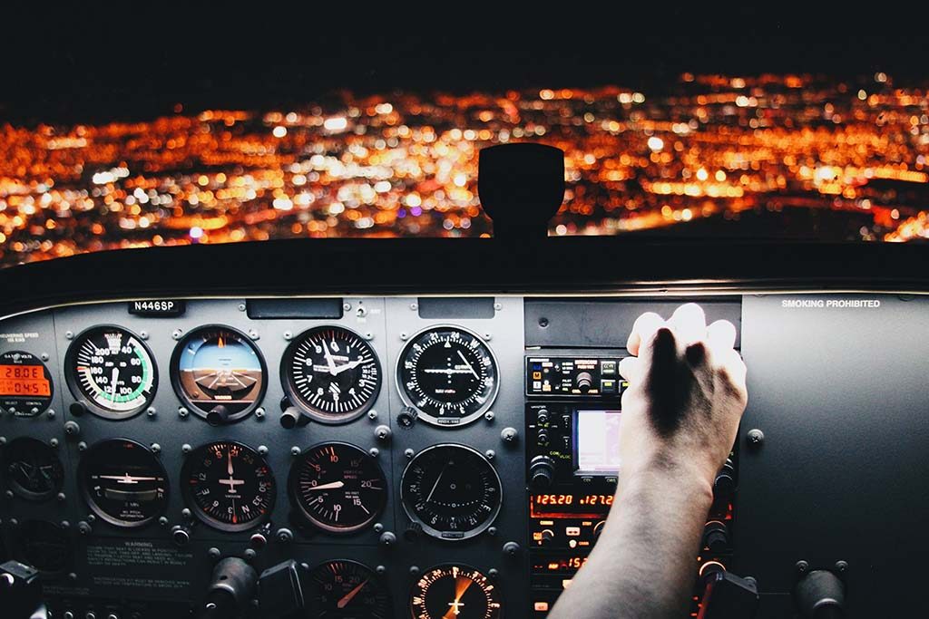 Interior of airplane cockpit