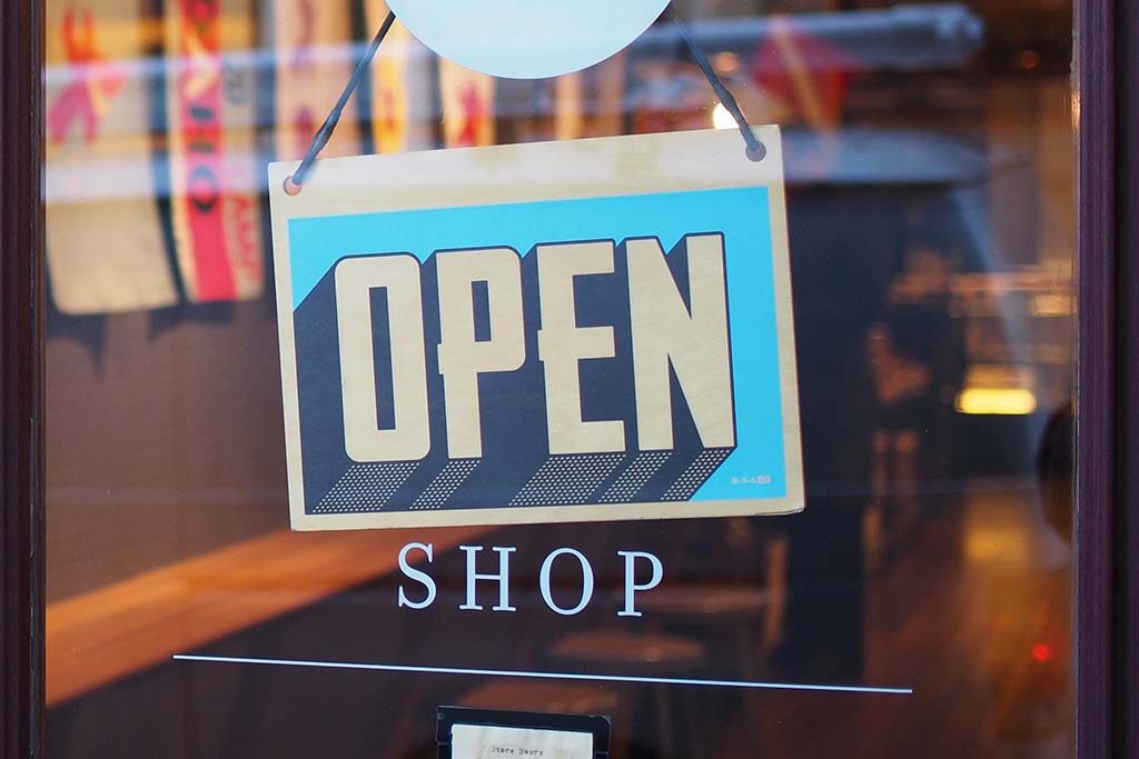 shop window with open sign