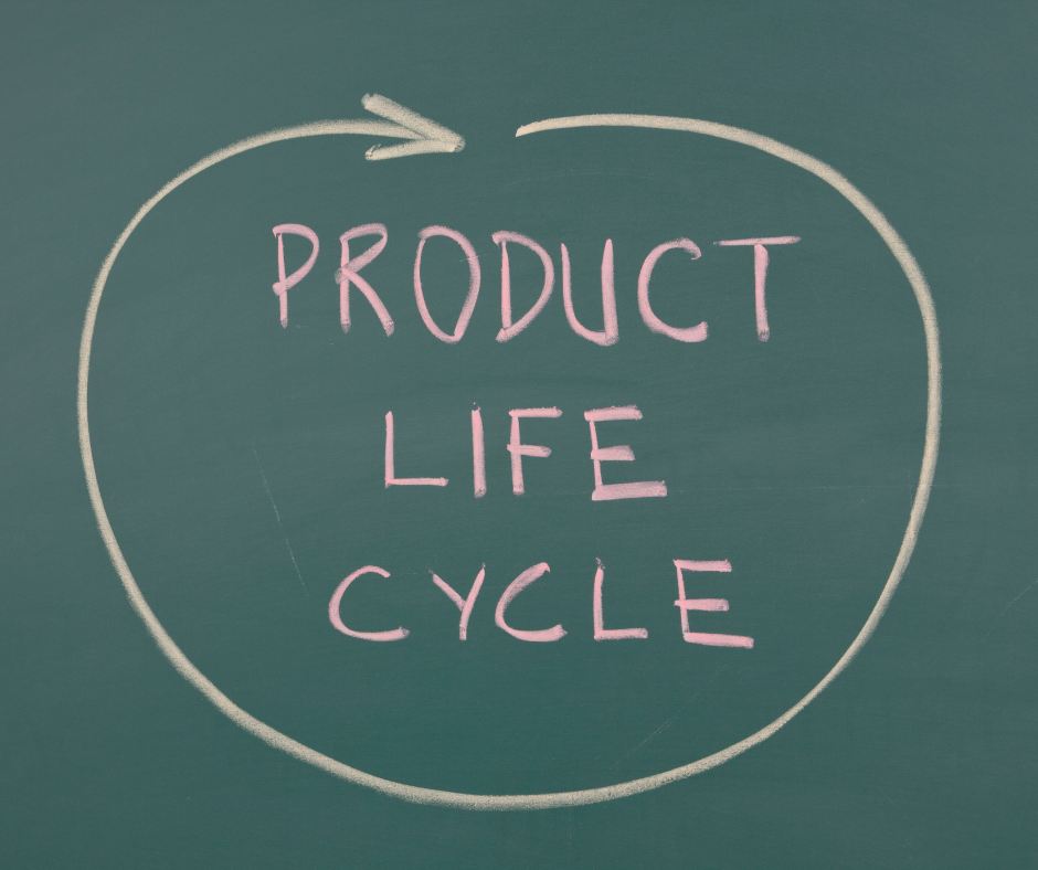 Product life cycle on a chalk board