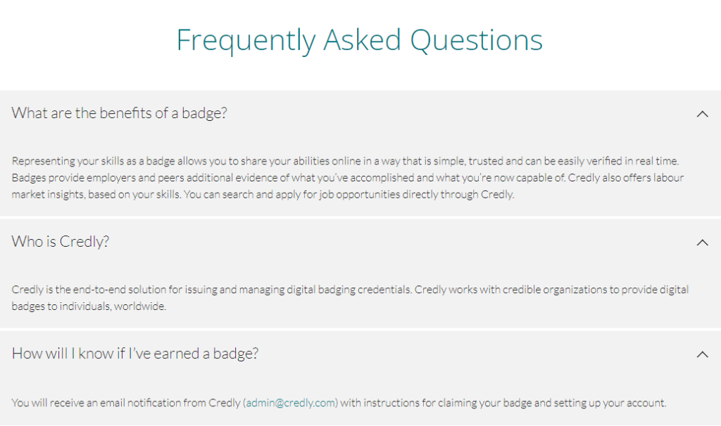 Main questions from the Digital Badges FAQs
