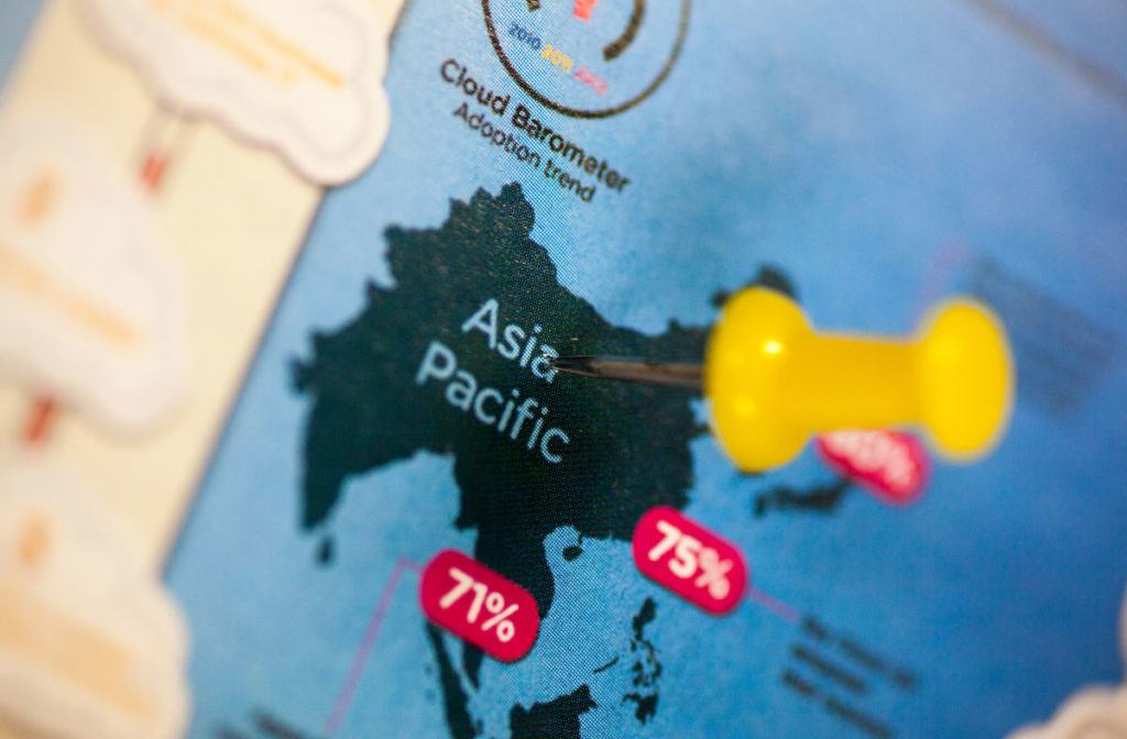 Map with pin on Asia Pacific landmass representing Indo-Pacific ecommerce market